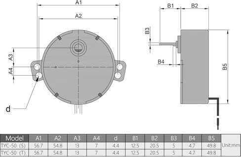 Fielect Synchronous Motor AC 12V 5-6RPM Turntable Motor CW/CCW Direction 4W TYC-50 Double Flat Tapping Shaft in Saudi Arabia