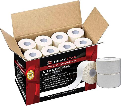 3-Pack White Athletic Tape, Easy Tear Sports Tape, Strong Adhesive Athletic Tape for Medical Trainers & Athlete, Suitable Tape for Hockey, Tennis, Gymnastics & Boxing in Saudi Arabia