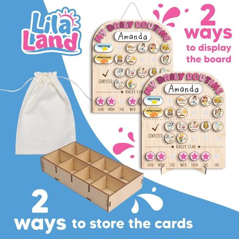 Wooden Daily Routine for Kids, Chore Chart for Toddler, Daily Responsibilities for Kids, Visual Schedule, Morning Bedtime Routine for Girls in Saudi Arabia