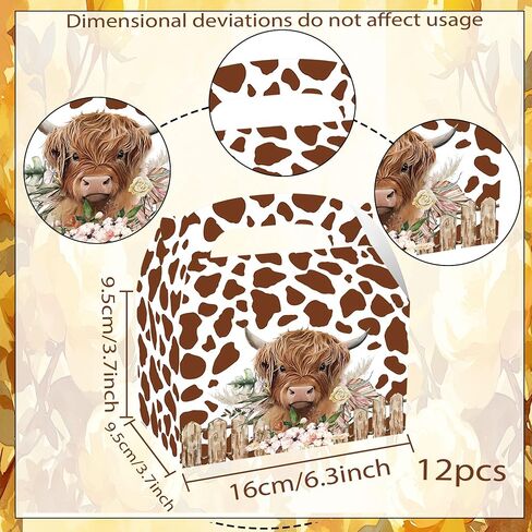 BACH AND BOUJEE 12 PCS Highland Cow Party Treat Boxes Brown Western Party Favor Gift Box Candy Boxes Bags for Western Highland Cow Baby Shower Birthday in Kuwait