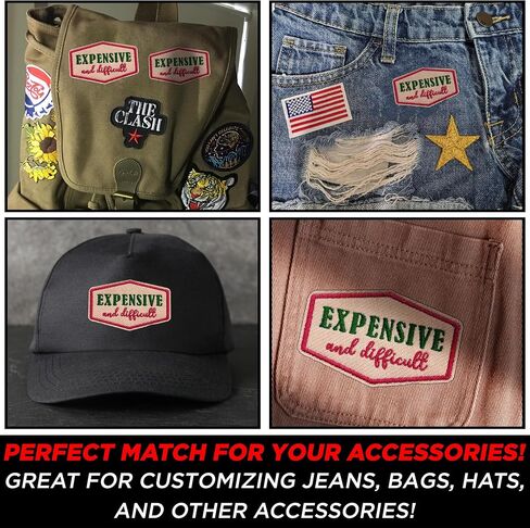 Expensive and Difficult Iron On Patch 3" Funny Sarcastic Quote Embroidered Patches for Backpack, Hat, Jackets, Uniform DIY Embroidery PVC Patches Gift, Accessories for Him Her 3 Inch in Saudi Arabia