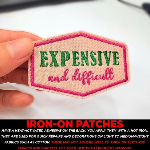 Expensive and Difficult Iron On Patch 3" Funny Sarcastic Quote Embroidered Patches for Backpack, Hat, Jackets, Uniform DIY Embroidery PVC Patches Gift, Accessories for Him Her 3 Inch in Saudi Arabia