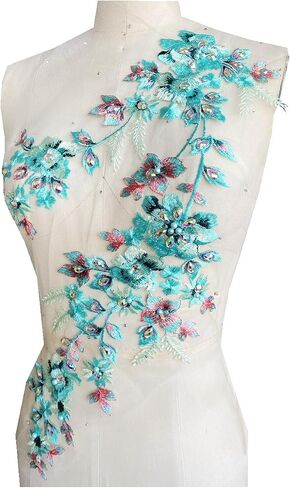 GroGg Irregularly Designed hot Rhinestones lace Embroidery Colorful Applique Trim Patches DIY Accessories for Dress Clothing Skirt (deep Pink) in Kuwait