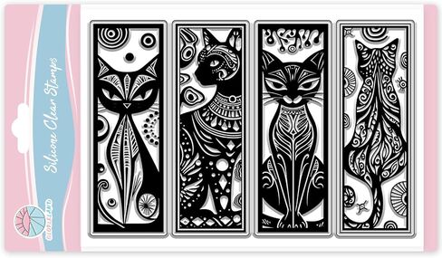 GLOBLELAND Art Cat Bookmark Clear Stamps Mandala Cats Silicone Stamp Egyptian Cats Transparent Stamps for DIY Scrapbooking and Cards Making Photo Album Journal 6.3x4.33inch in Saudi Arabia