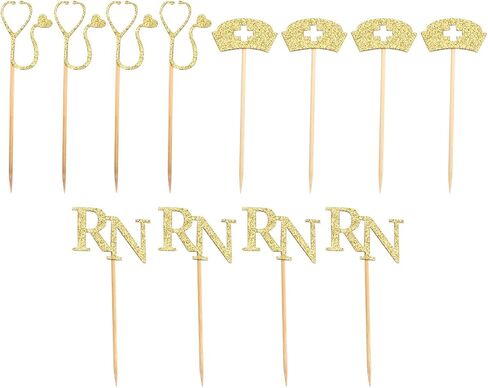 STOBOK 24pcs Cupcake Toppers for Medical Rn Themed Graduation Party Nurse Cupcake Toppers Nurse Graduation Cupcake Picks Themed Party Supplies in Saudi Arabia