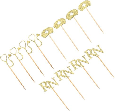 STOBOK 24pcs Cupcake Toppers for Medical Rn Themed Graduation Party Nurse Cupcake Toppers Nurse Graduation Cupcake Picks Themed Party Supplies in Saudi Arabia