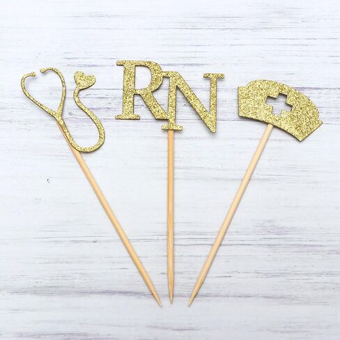 STOBOK 24pcs Cupcake Toppers for Medical Rn Themed Graduation Party Nurse Cupcake Toppers Nurse Graduation Cupcake Picks Themed Party Supplies in Saudi Arabia