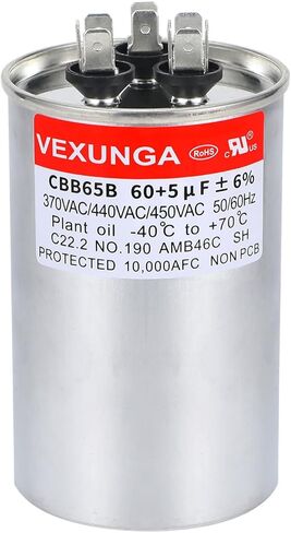 AC Capacitor 55+5 uF 55/5 MFD 370 or 440 or 450 VAC CBB65B Dual Run Start Capacitors for Air Conditioner Compacitor Motor or Compressor Fan or Condenser Straight Cool in Kuwait