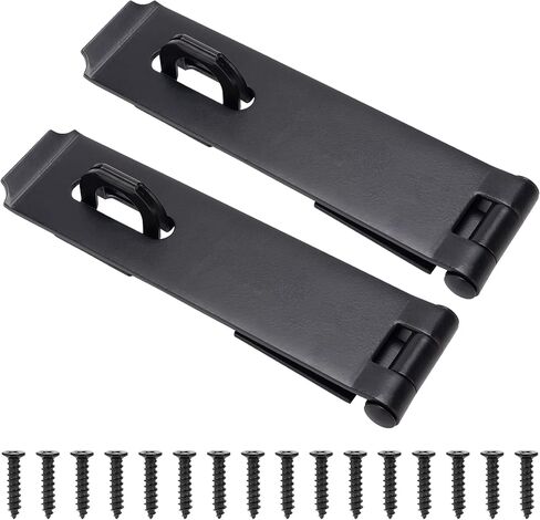 Door Lock Hasp Latch, Thicked Design Latch Lock, High Quality Iron Security Packlock Clasp Hasp Lock Latch for Doors, Black Finish with Screws, 1 Pack(7-1/2 Inch) in Saudi Arabia