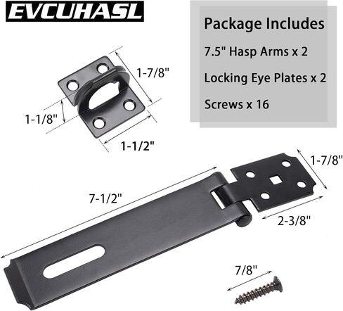 Door Lock Hasp Latch, Thicked Design Latch Lock, High Quality Iron Security Packlock Clasp Hasp Lock Latch for Doors, Black Finish with Screws, 1 Pack(7-1/2 Inch) in Saudi Arabia