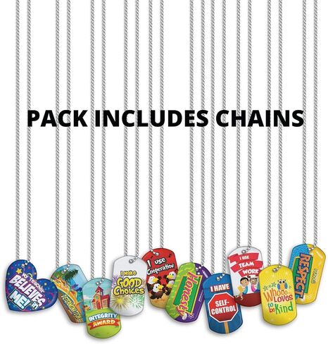 Brag Tag Value Pack to Encourage & Support Positive Classroom Student Behavior: 100 Tags (10 Tags for Each Shape) + 25 USA-Made 24" Hypoallergenic Aluminum Safety Chains in Saudi Arabia
