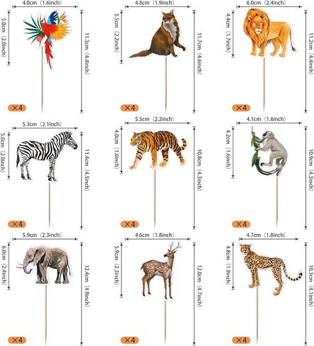 Rsstarxi 36pcs Safari Jungle Animals Cupcake Toppers, Birthday & Baby Shower Cake Decorations in Saudi Arabia