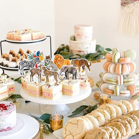Rsstarxi 36pcs Safari Jungle Animals Cupcake Toppers, Birthday & Baby Shower Cake Decorations in Saudi Arabia