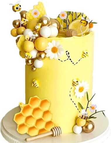 Jevenis Bee Cake Decorations عسل مشطك الزخارف نحل Cupcake Topcake Abejitas Para Decoracion Daisy Flower Cake Topper for Baby Shower Bridal Dather in Kuwait