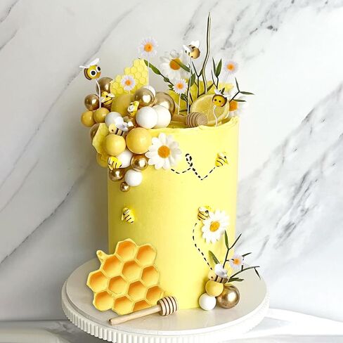 Jevenis Bee Cake Decorations عسل مشطك الزخارف نحل Cupcake Topcake Abejitas Para Decoracion Daisy Flower Cake Topper for Baby Shower Bridal Dather in Kuwait