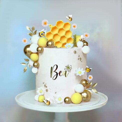Jevenis Bee Cake Decorations عسل مشطك الزخارف نحل Cupcake Topcake Abejitas Para Decoracion Daisy Flower Cake Topper for Baby Shower Bridal Dather in Kuwait