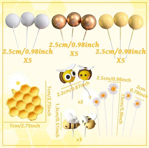 Jevenis Bee Cake Decorations عسل مشطك الزخارف نحل Cupcake Topcake Abejitas Para Decoracion Daisy Flower Cake Topper for Baby Shower Bridal Dather in Kuwait