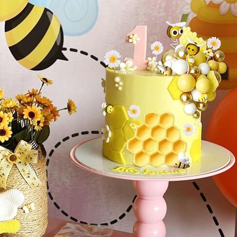Jevenis Bee Cake Decorations عسل مشطك الزخارف نحل Cupcake Topcake Abejitas Para Decoracion Daisy Flower Cake Topper for Baby Shower Bridal Dather in Kuwait