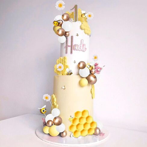 Jevenis Bee Cake Decorations عسل مشطك الزخارف نحل Cupcake Topcake Abejitas Para Decoracion Daisy Flower Cake Topper for Baby Shower Bridal Dather in Kuwait