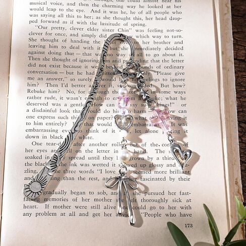 Unique Bow Bookmark Gifts - Charm Pink Aesthetic Book Mark Cute Silver Chain Tassel Metal Page Marker for Reading Women Girls Readers Students Teachers School Supplies Birthday Valentines in Saudi Arabia