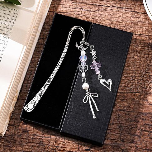 Unique Bow Bookmark Gifts - Charm Pink Aesthetic Book Mark Cute Silver Chain Tassel Metal Page Marker for Reading Women Girls Readers Students Teachers School Supplies Birthday Valentines in Saudi Arabia