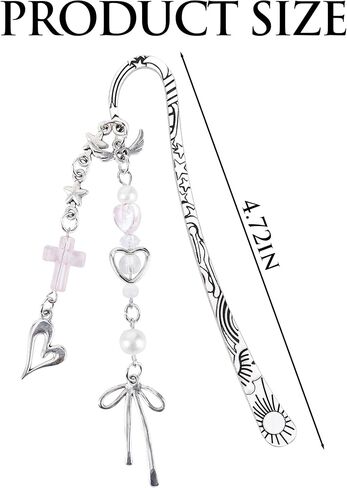Unique Bow Bookmark Gifts - Charm Pink Aesthetic Book Mark Cute Silver Chain Tassel Metal Page Marker for Reading Women Girls Readers Students Teachers School Supplies Birthday Valentines in Saudi Arabia