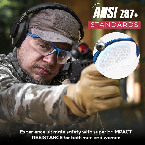 BISON LIFE Sport MTX Gray Mirror Lens Black Temple Safety Glasses, ANSI Z87+, Impact Resistant, Anti-Scratch UV Protection Lens for Shooting, Yard Work, Cycling, and Outdoor Activities (1 Pack) in Kuwait