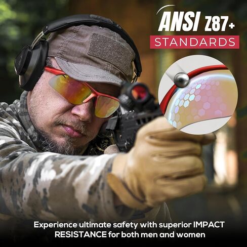 BISON LIFE Sport MTX Gray Mirror Lens Black Temple Safety Glasses, ANSI Z87+, Impact Resistant, Anti-Scratch UV Protection Lens for Shooting, Yard Work, Cycling, and Outdoor Activities (1 Pack) in Kuwait
