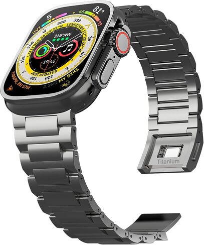 Titanium Watch Band (Pro) Compatible Apple watch ULTRA & Ultra 2 49mm | Premium secure Titanium Metal clasp | Fits iWatch Series 10 46mm Titanium wristband | DLC Scratch Resistant Titanium Strap in Saudi Arabia