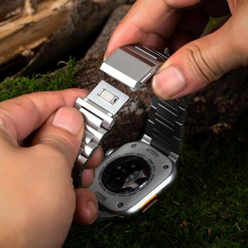 Titanium Watch Band (Pro) Compatible Apple watch ULTRA & Ultra 2 49mm | Premium secure Titanium Metal clasp | Fits iWatch Series 10 46mm Titanium wristband | DLC Scratch Resistant Titanium Strap in Saudi Arabia