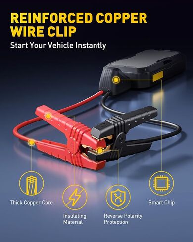 AUXITO Jump Starter, 5000A Car Battery Jump Starter, Up to 8.5L Gas and 8.0L Diesel Engines with 2000LM LED Work Panel Light, 12V Safe Jump Box with Camping Light, Power Bank and Jumper Cable in Kuwait
