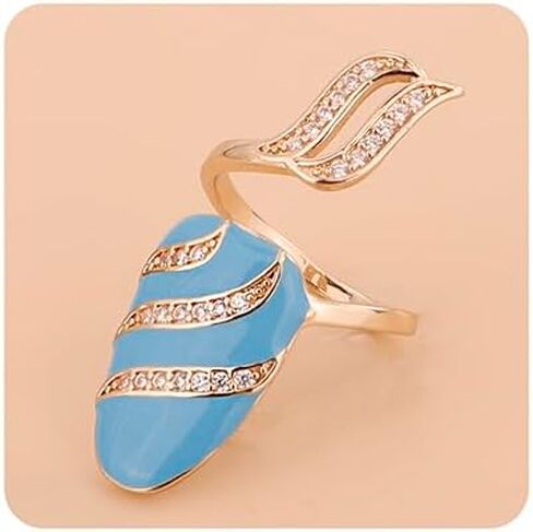 خاتم ذهبي عتيق من رومتوك مع خرز كريستالي بغطاء أظافر برتقالي اللون للنساء والفتيات in Kuwait