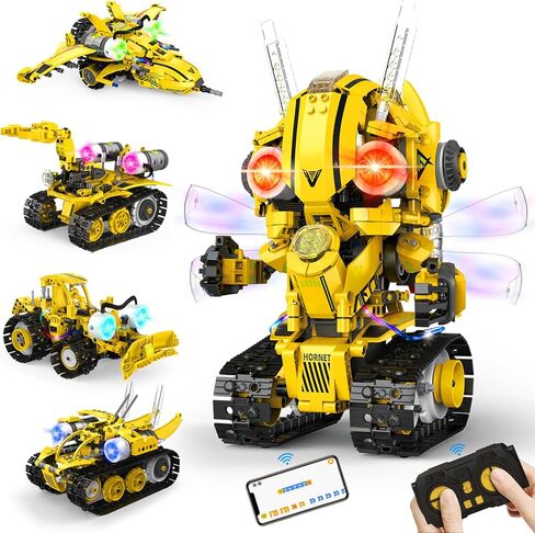 Yerloa 673PCS Robot Toys for 8-12 Year Old Boys Gift, 5 in 1 Robotics for Kids 8-13, App & Remote Control Robot Building Set, STEM Toys for Boys Age 8-14, Science Kit Birthday Gift for 8 9 10 11 12+ in Kuwait