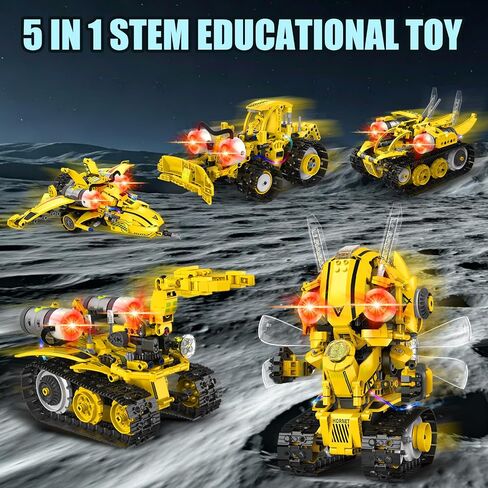 Yerloa 673PCS Robot Toys for 8-12 Year Old Boys Gift, 5 in 1 Robotics for Kids 8-13, App & Remote Control Robot Building Set, STEM Toys for Boys Age 8-14, Science Kit Birthday Gift for 8 9 10 11 12+ in Kuwait