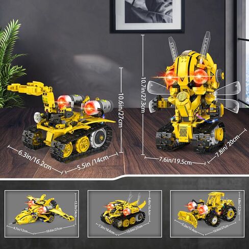 Yerloa 673PCS Robot Toys for 8-12 Year Old Boys Gift, 5 in 1 Robotics for Kids 8-13, App & Remote Control Robot Building Set, STEM Toys for Boys Age 8-14, Science Kit Birthday Gift for 8 9 10 11 12+ in Kuwait