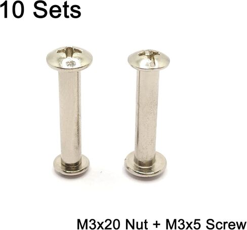 Screw Post Fit for 1/8 inch(4mm) Hole Dia, Male M3x5mm Female 16mm Binding Bolts for Leather Wood Furniture, Carbon Steel Nickel Plating 20 Sets in Saudi Arabia
