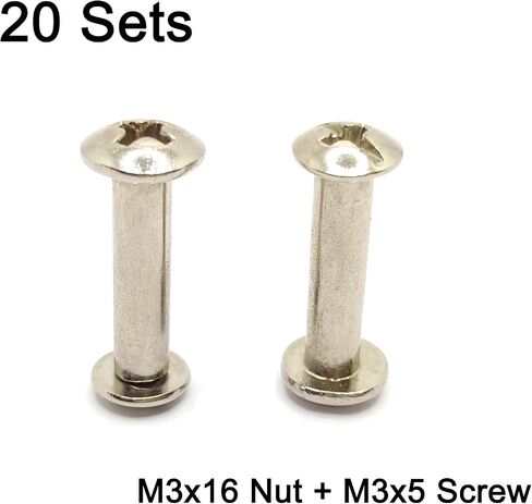 Screw Post Fit for 1/8 inch(4mm) Hole Dia, Male M3x5mm Female 16mm Binding Bolts for Leather Wood Furniture, Carbon Steel Nickel Plating 20 Sets in Saudi Arabia