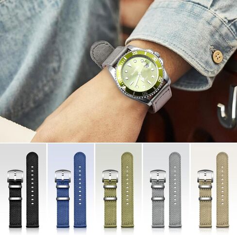 ULLCHRO Nylon Watch Strap Replacement Canvas Watch Band Military Army Men Women - 18mm, 20mm, 22mm, 24mm Watch Bracelet with Stainless Steel Silver Buckle in Saudi Arabia