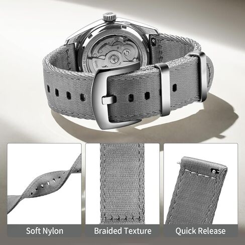 ULLCHRO Nylon Watch Strap Replacement Canvas Watch Band Military Army Men Women - 18mm, 20mm, 22mm, 24mm Watch Bracelet with Stainless Steel Silver Buckle in Saudi Arabia