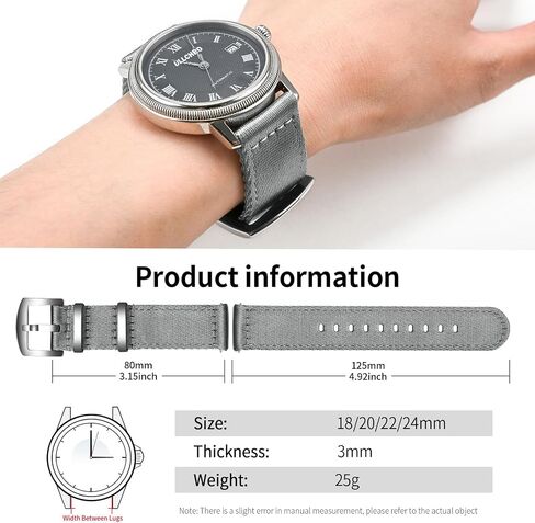 ULLCHRO Nylon Watch Strap Replacement Canvas Watch Band Military Army Men Women - 18mm, 20mm, 22mm, 24mm Watch Bracelet with Stainless Steel Silver Buckle in Saudi Arabia