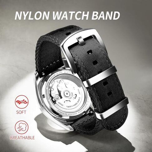 ULLCHRO Nylon Watch Strap Replacement Canvas Watch Band Military Army Men Women - 18mm, 20mm, 22mm, 24mm Watch Bracelet with Stainless Steel Silver Buckle in Kuwait