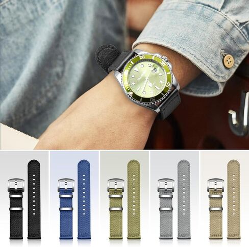 ULLCHRO Nylon Watch Strap Replacement Canvas Watch Band Military Army Men Women - 18mm, 20mm, 22mm, 24mm Watch Bracelet with Stainless Steel Silver Buckle in Kuwait