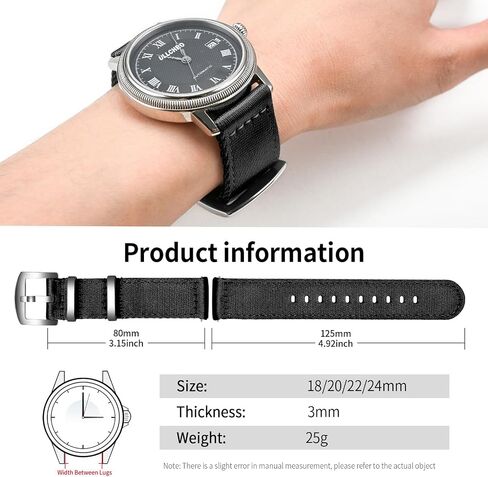 ULLCHRO Nylon Watch Strap Replacement Canvas Watch Band Military Army Men Women - 18mm, 20mm, 22mm, 24mm Watch Bracelet with Stainless Steel Silver Buckle in Kuwait