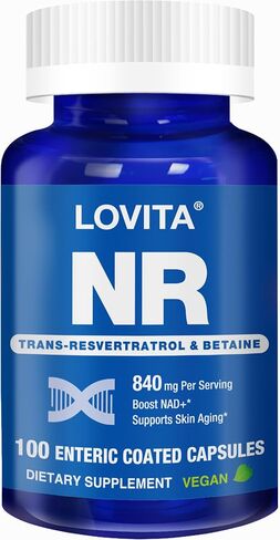 NR Supplement 350 mg, Similar to NMN, Potent Nicotinamide Riboside with Resveratrol & Betaine, High Absorption & Stabilized NAD Supplement for Healthy Aging, Vegan, 30 Capsules in Kuwait
