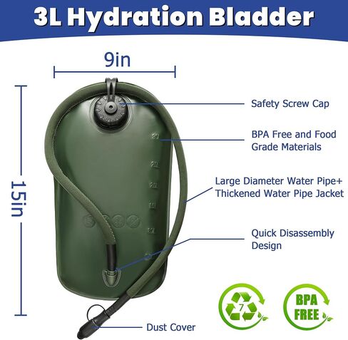 1050D Tactical Hydration Backpack with 3L Water Bladder, Military Molle Water Backpack for Men & Women, Hydration Pack for Hiking, Biking, Running, Climbing, Daily Use in Saudi Arabia