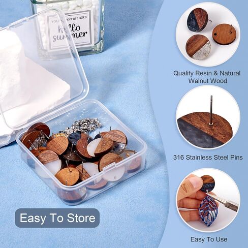 Fashewelry 30pcs الراتنجات الأقراط الخشبية بوشرات 20 مم مستديرة جولة حرك خشب الفراغ in Kuwait