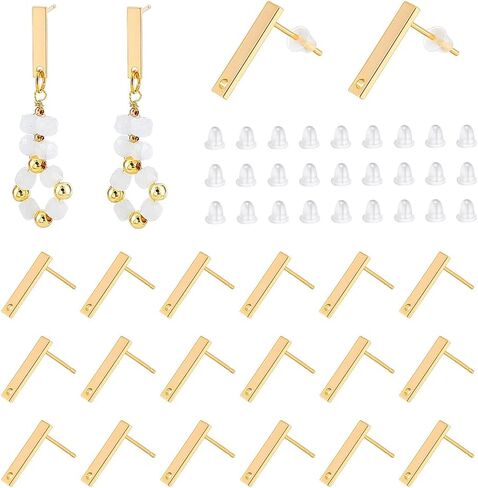 UniCraftale حوالي 30pcs 18k مستطيل مطلي بالذهب مقاطع مشاركات البار أقراط استنتجات المستطيلات مستطيلات أقراط مثقوبة بوست دبوس مع 60 ٪ in Saudi Arabia