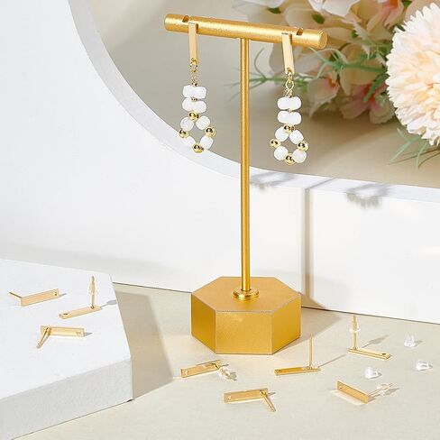 UniCraftale حوالي 30pcs 18k مستطيل مطلي بالذهب مقاطع مشاركات البار أقراط استنتجات المستطيلات مستطيلات أقراط مثقوبة بوست دبوس مع 60 ٪ in Saudi Arabia