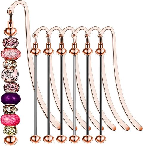 6Pcs Beadable Bookmarks DIY Metal Blank Beaded Bar, Beading Bookmark Bars Bulk for Beads for Book Lovers Student Teacher Office Supplies Craft Jewelry Pendant Charm Gift Birthday Present (Black) in Kuwait
