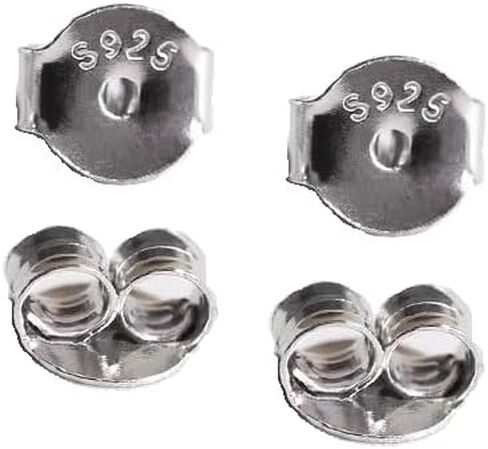 Hession 4 PCS 925 Silver Carring Backs Redies 18K White Gold Plated Corking Locking in Kuwait